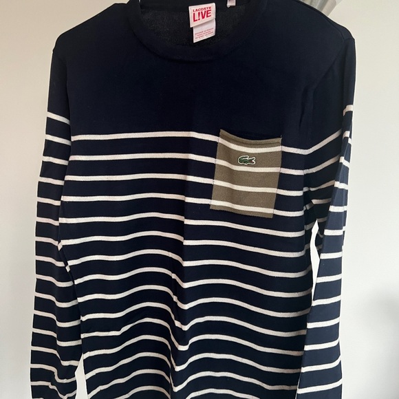 Lacoste Dark Blue and White Striped Cotton Shirt - Picture 1 of 4